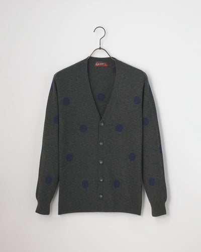 【GRABRE】25最高級カシミヤ100％ドットジャガードカーディガン