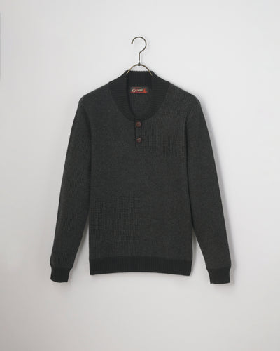 【GRABRE】25最高級カシミヤ100％ヘンリーネックパッチワークセーター