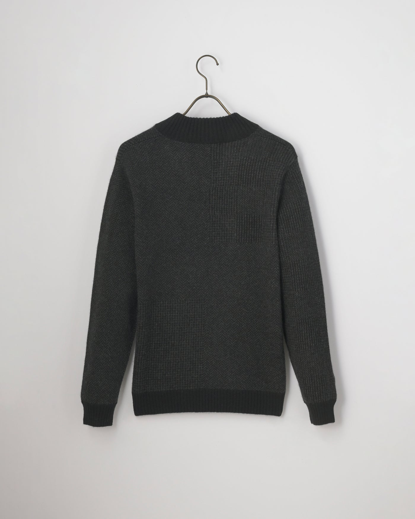 【GRABRE】25最高級カシミヤ100％ヘンリーネックパッチワークセーター