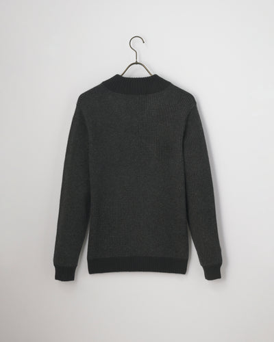 【GRABRE】25最高級カシミヤ100％ヘンリーネックパッチワークセーター