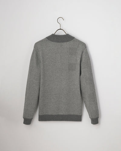 【GRABRE】25最高級カシミヤ100％ヘンリーネックパッチワークセーター