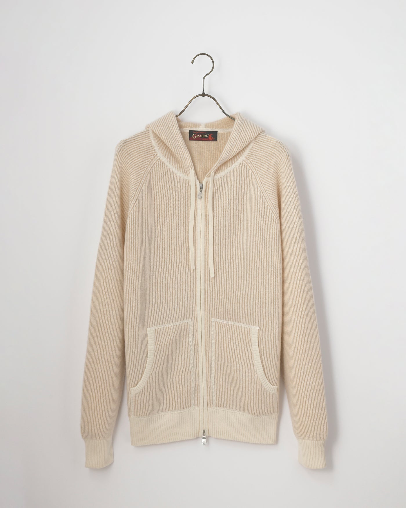 【GRABRE】25最高級カシミヤ100％2重双編みジップアップフーディー