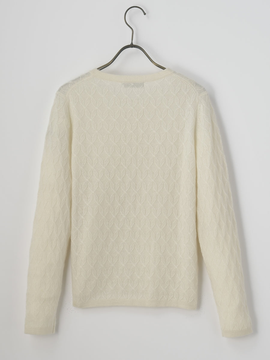 23AW 完売品✨マイラン ウールカシミヤ ニット フレアトップ Pearl AZUL BY MOUSSY | ランダムリブハイネックニットトップス