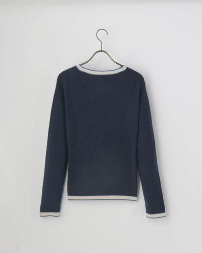 【mei-mei】25シルクカシミヤ配色ボタンカーディガン