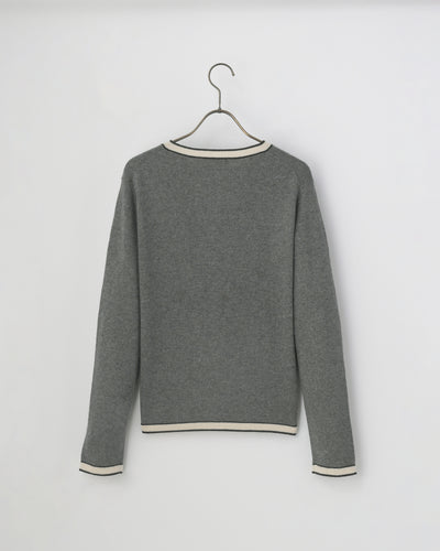 【mei-mei】25シルクカシミヤ配色ボタンカーディガン