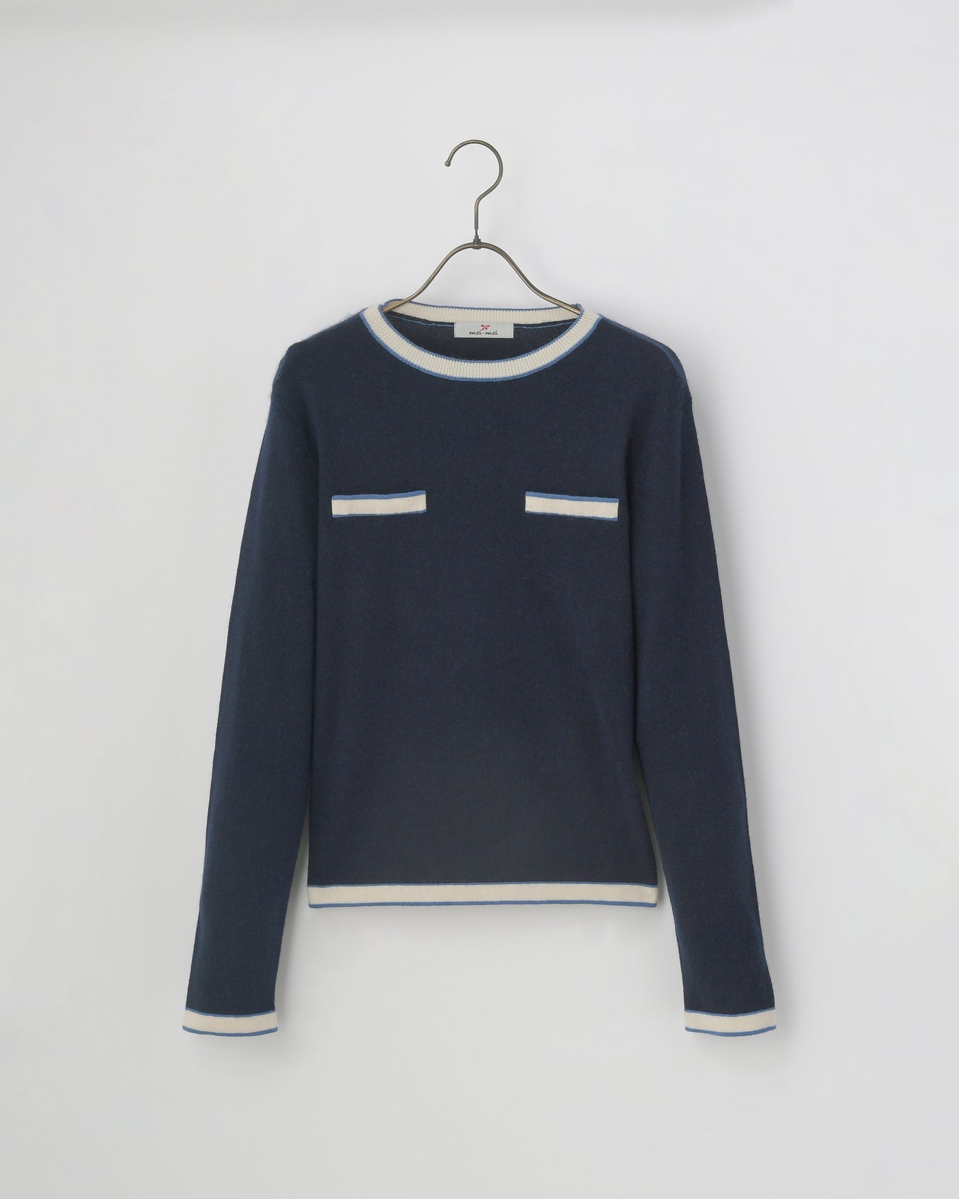 【mei-mei】25シルクカシミヤ配色ポケットセーター