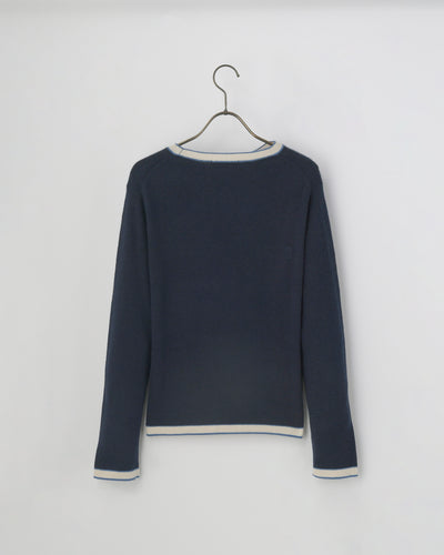 【mei-mei】25シルクカシミヤ配色ポケットセーター