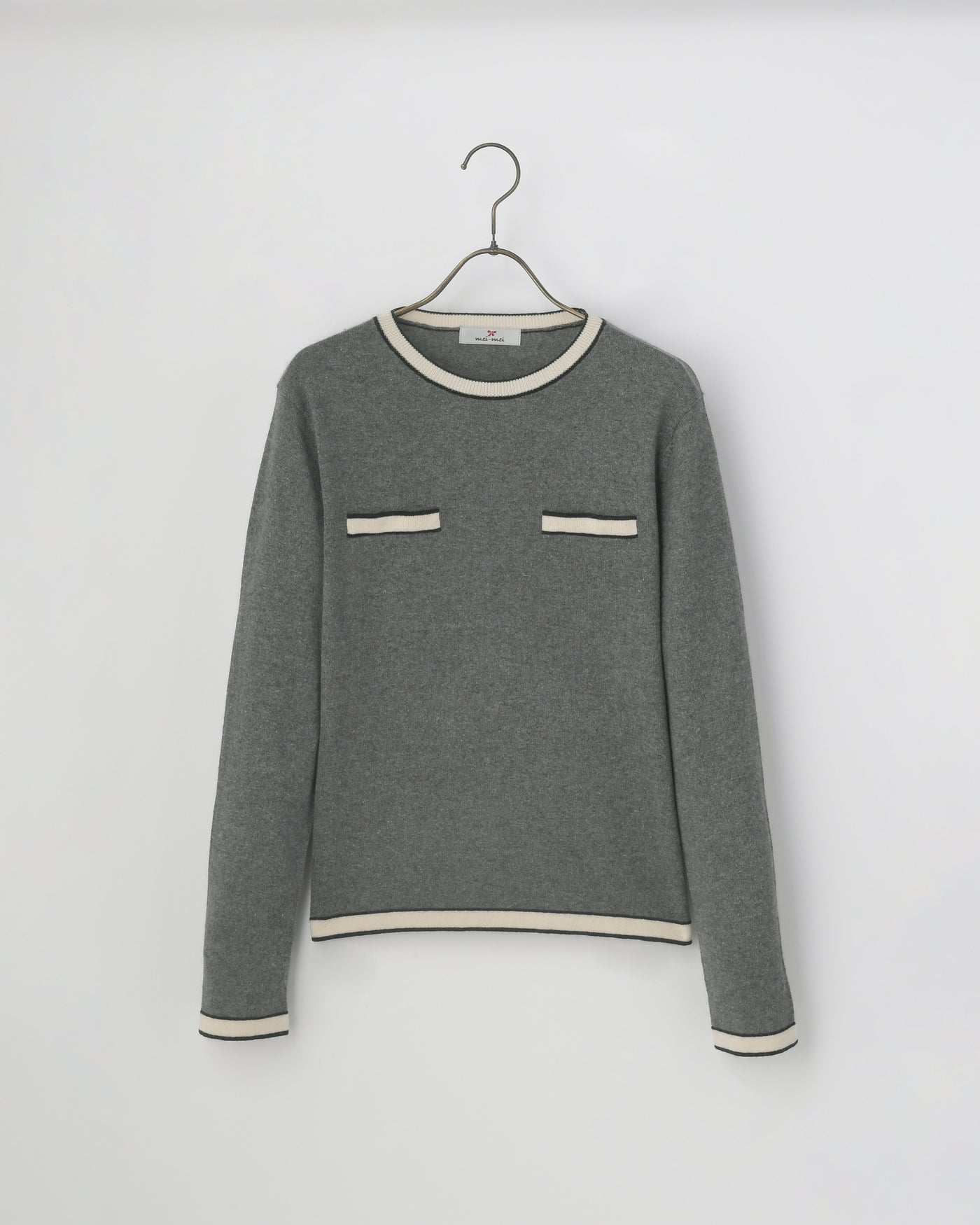 【mei-mei】25シルクカシミヤ配色ポケットセーター