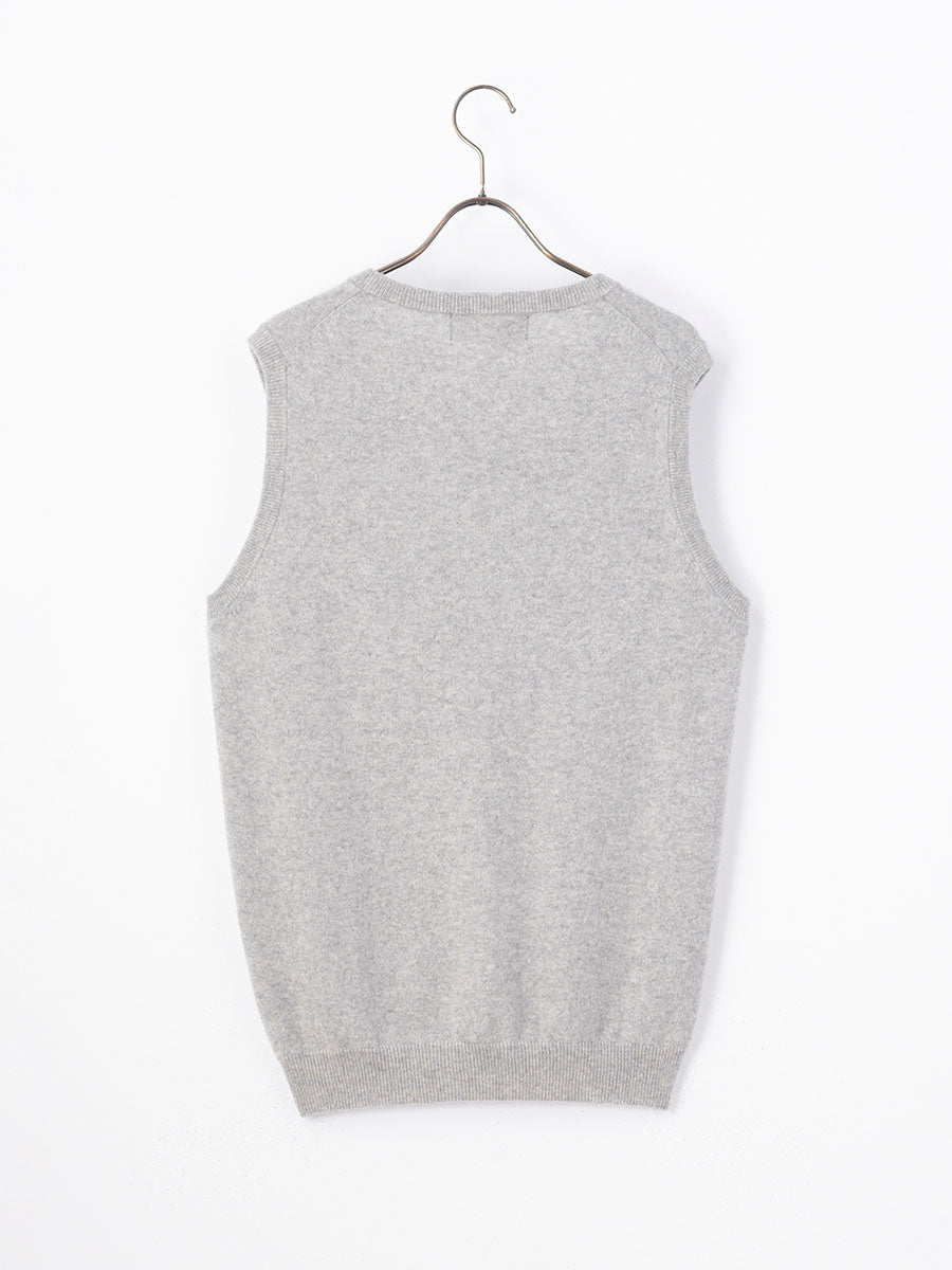 カシミヤ100％Vネックベスト グレー カシミヤ100% Vネックベスト メンズファッション : SUNHILLS