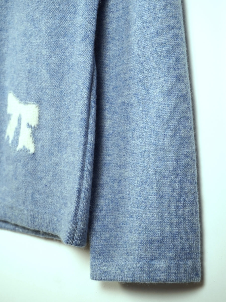 PLATINUM mei-mei】25カシミヤ100％リボンモチーフクルーネック