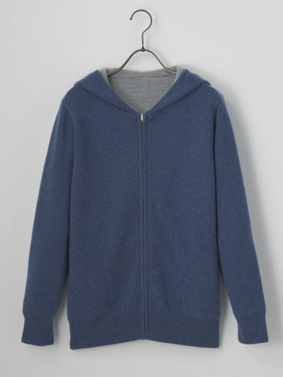 【PLATINUM mei-mei】25カシミヤ100％リバーシブルジップアップカーディガン