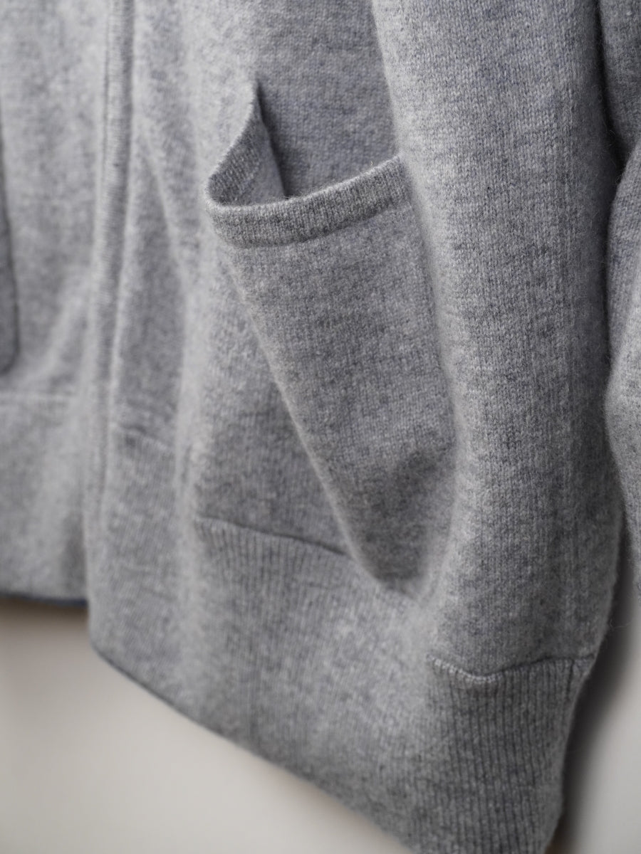 【PLATINUM mei-mei】25カシミヤ100％リバーシブルジップアップカーディガン