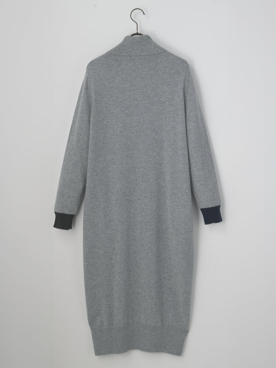 PLATINUM-MEI-MEI メイメイ　カシミヤ100% タートルワンピース PLATINUM mei-mei】25カシミヤ100％タートルネックデザインワンピース