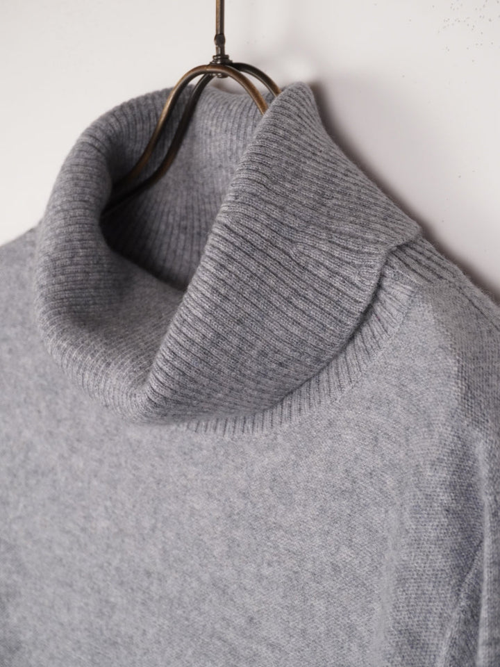 PLATINUM mei-mei】25カシミヤ100％タートルネックデザインワンピース