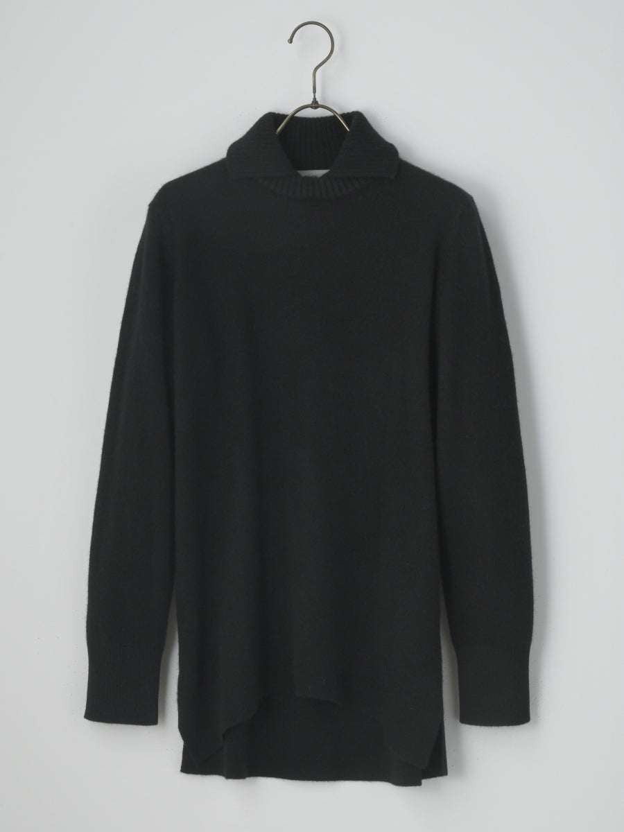 【PLATINUM mei-mei】25カシミヤ100％ソフトリブポロチュニックセーター